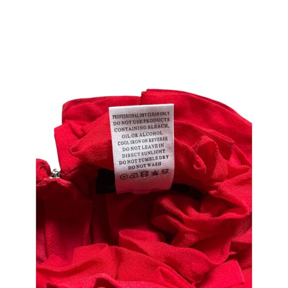 MM Couture by Miss Me Womens Halter Top L Red Ruffled 100% Silk Body Chic Party - Picture 4 of 6
